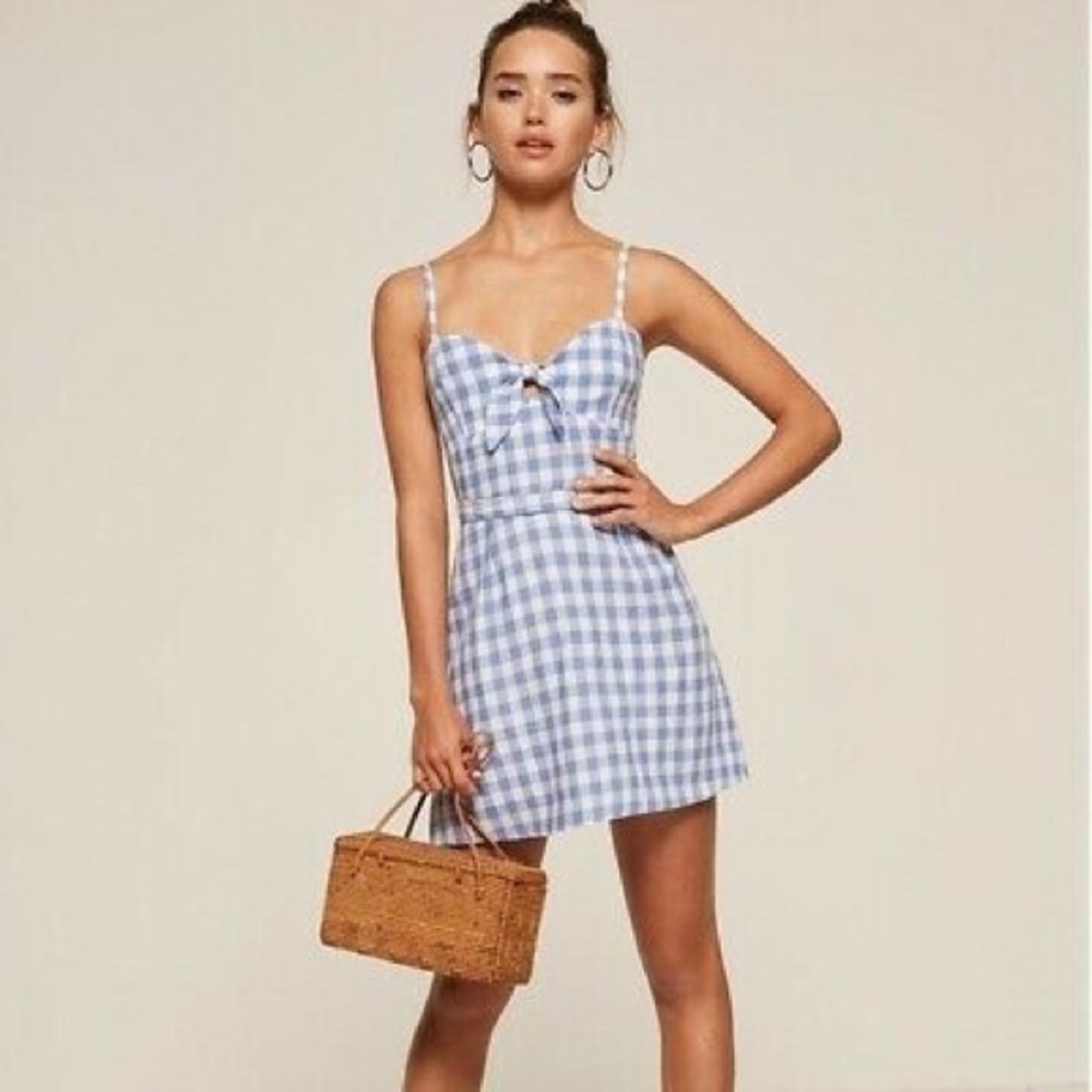 Reformation Blue Gingham Dress